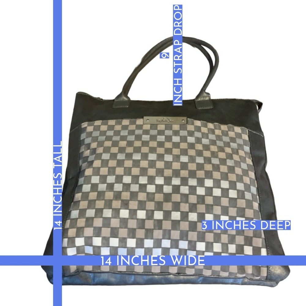 KIPLING GRAY LEATHER WITH NYLON WEAVE ACCENTS "CARLISA" TOTE SHOULDER BAG - Picture 10 of 10